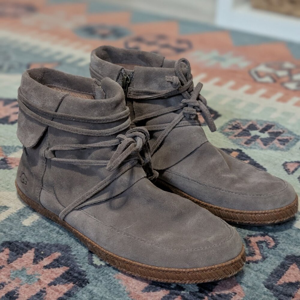 Ugg  Womens 1019129 sz 7 Brown Suede‎ Zip Up Ankle Boots #14